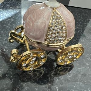 Pumpkin carriage enameled trinket box